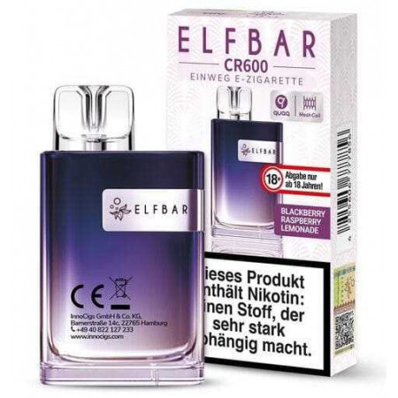 Elfbar CR600 Blackberry Raspberry Lemonade Einweg E-Zigarette 20mg