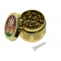 Grinder „Hanfblatt Gold“ 4-teilig – Metall mit Sieb