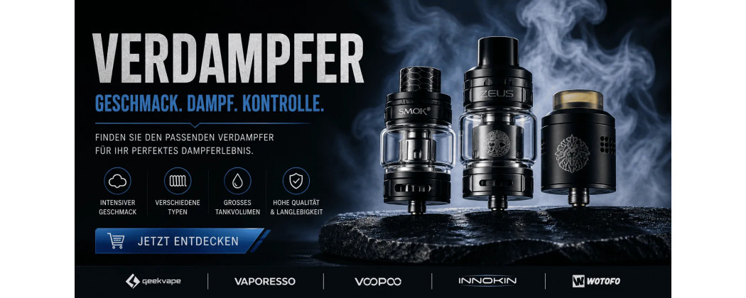 Verdampfer kaufen – Tanks, RTA, RDA für E-Zigaretten