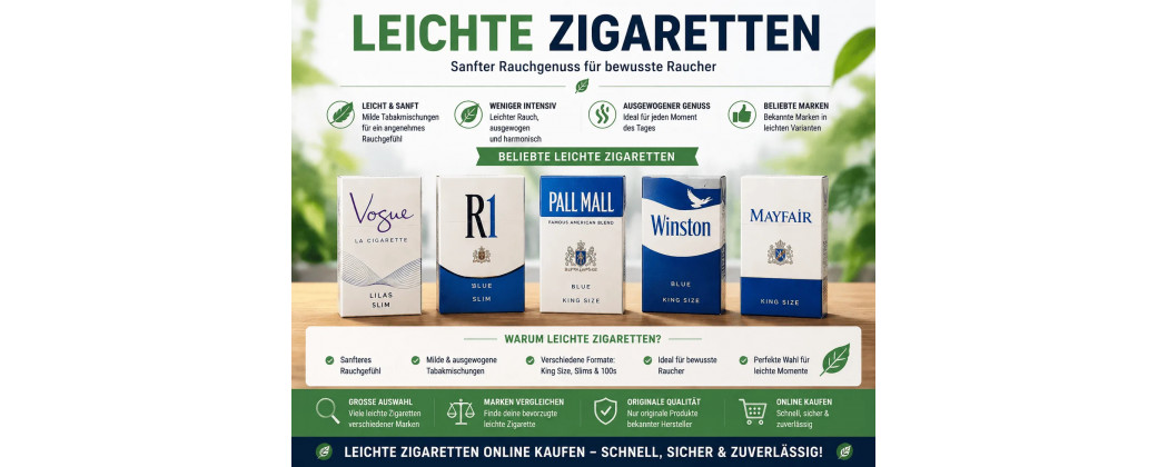 Leichte Zigaretten online kaufen – Sanfter Rauch