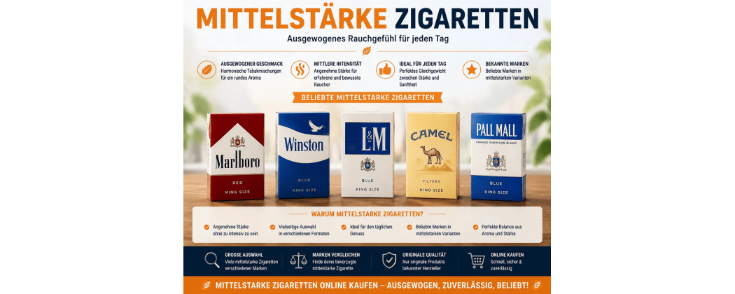 Mittelstarke Zigaretten online kaufen – Ausgewogener Geschmack