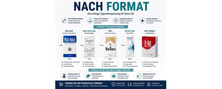 Zigaretten nach Format kaufen – Slim, King Size & 100s