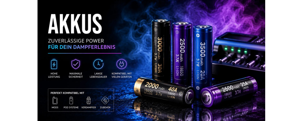 Akkus kaufen – Vape Akkus & 18650 Batterien für E-Zigaretten