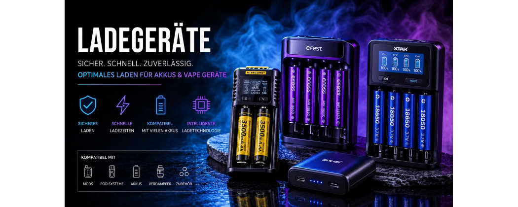 Ladegeräte – Akkulader für Vape Geräte