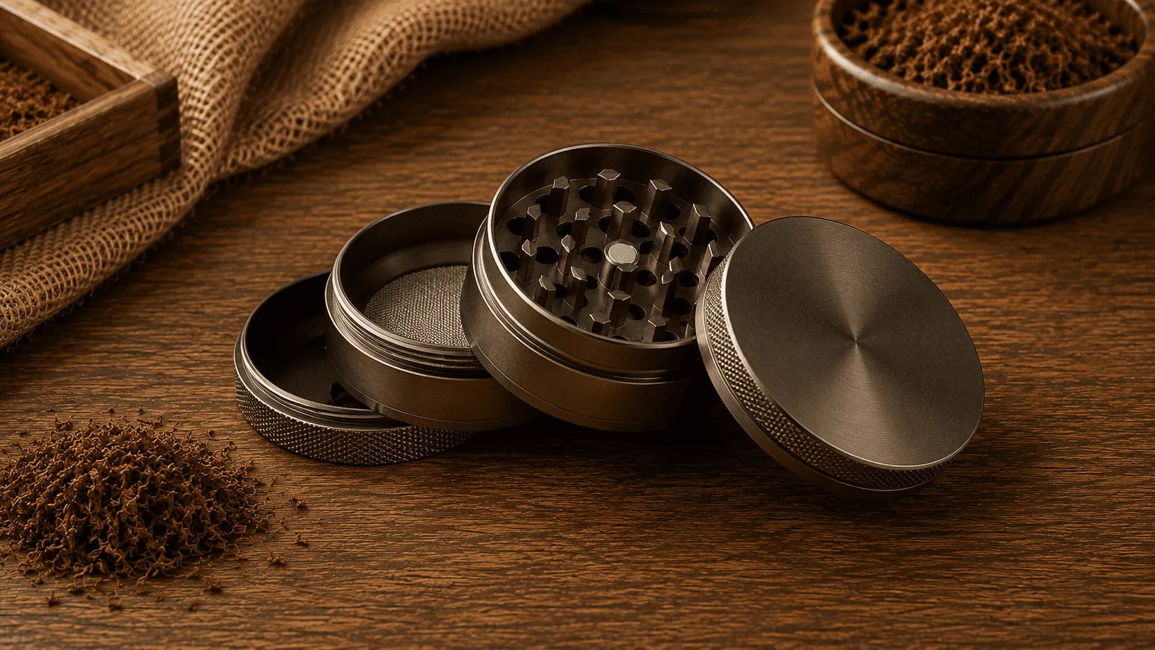 Grinder zum Zerkleinern geeigneter Pflanzen und Kräuter