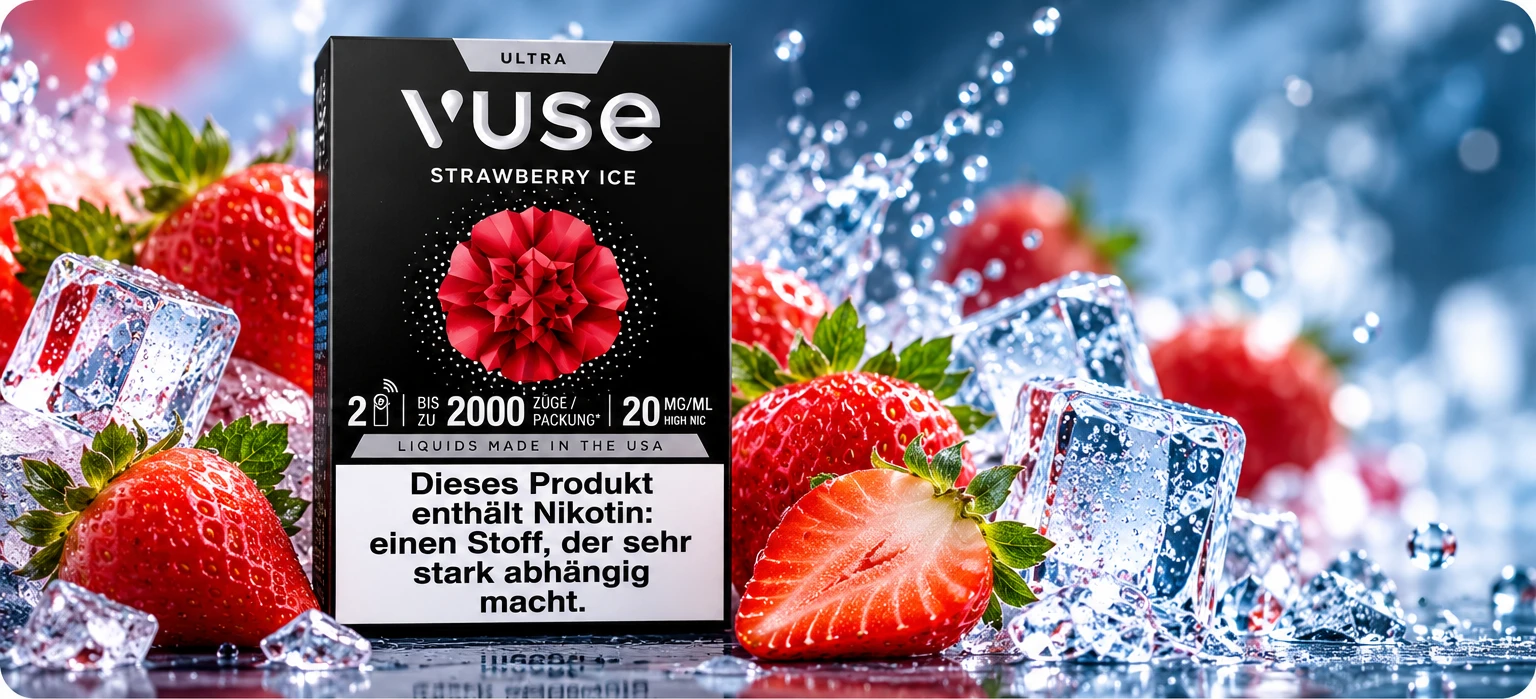 Vuse Ultra Strawberry Ice mit Erdbeeren und Eis