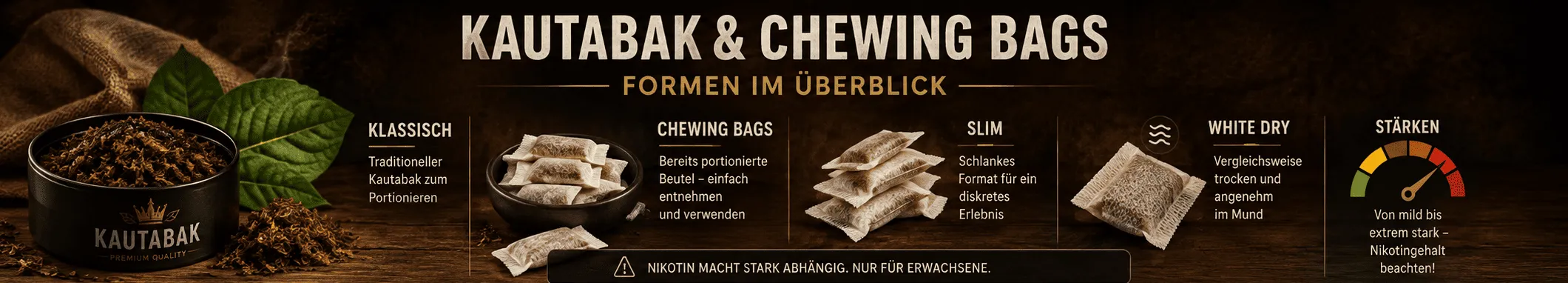 Kautabak und Chewing Bags – Formen im Überblick