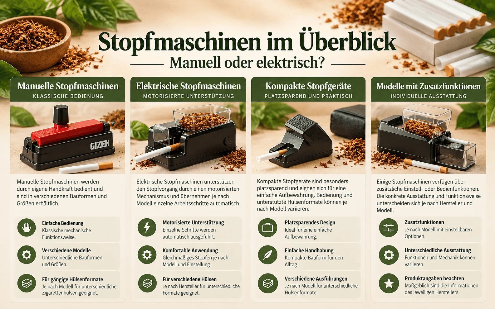 Stopfmaschinen im Überblick – manuelle, elektrische und kompakte Stopfgeräte im Vergleich