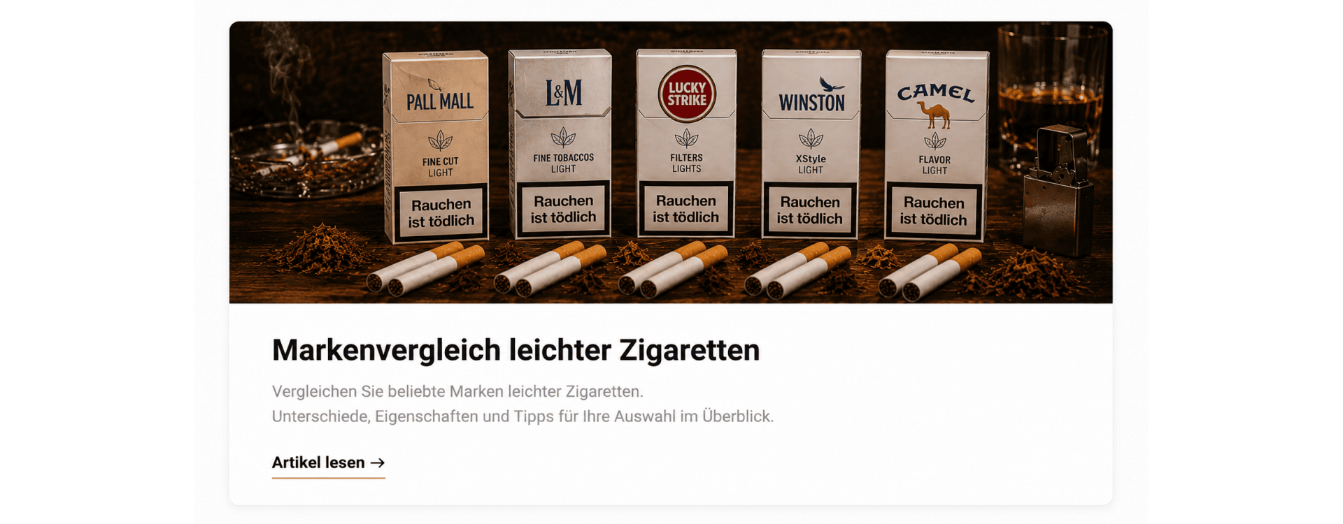 Markenvergleich leichter Zigaretten – Welche passen zu welchem Rauchertyp?