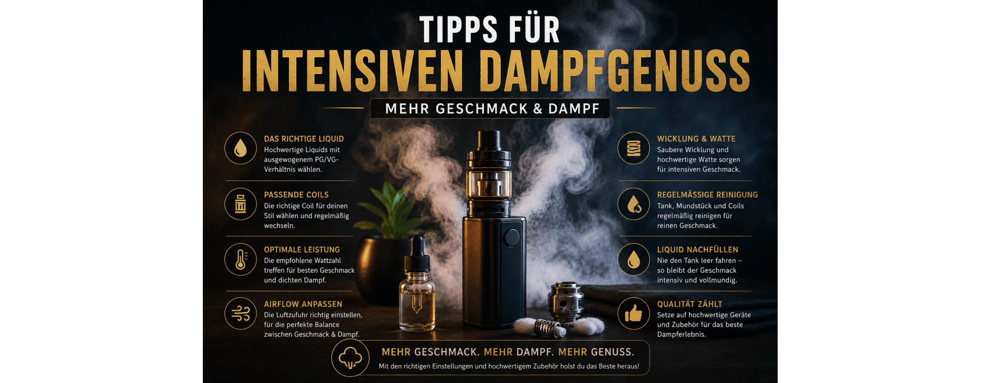 Tipps für intensiven Dampfgenuss – Mehr Geschmack & Dampf